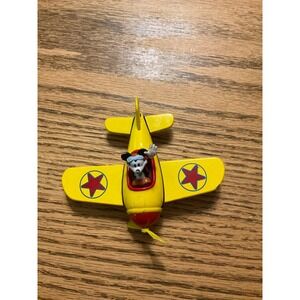 Disney Mickey Mouse Airplane Toy Yellow Red Propeller Biplane Collectible